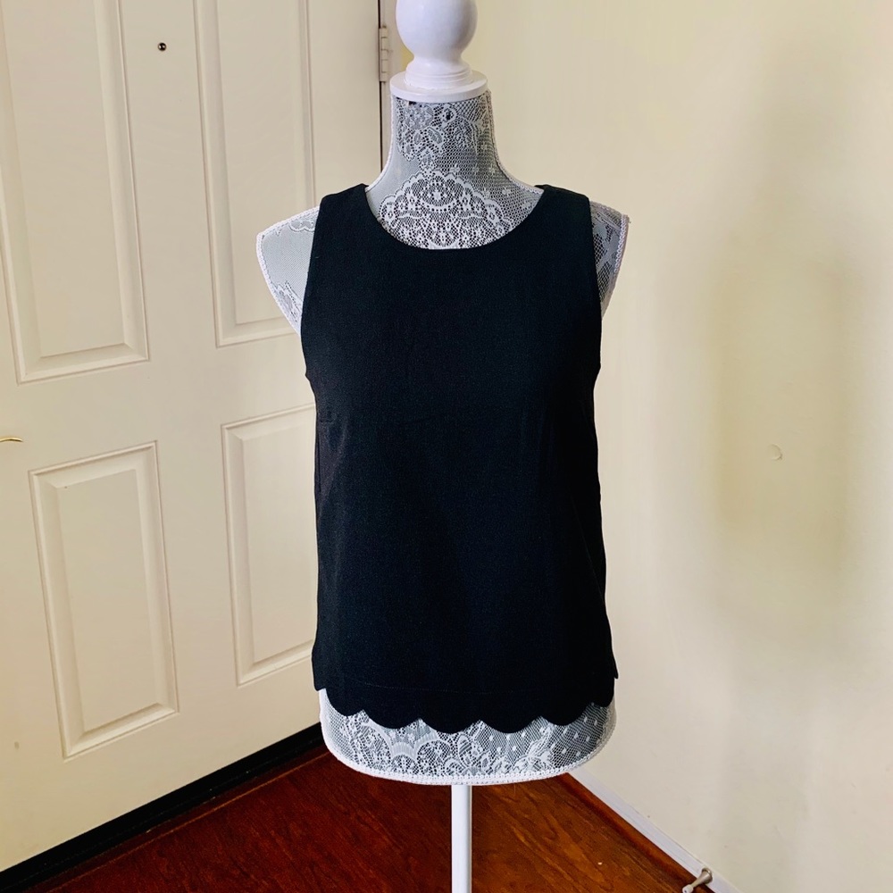 Black Top with Scalloped Edges